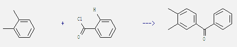1,2-Dimethylbenzene can react with benzoyl chloride to get 3,4-dimethyl-benzophenone